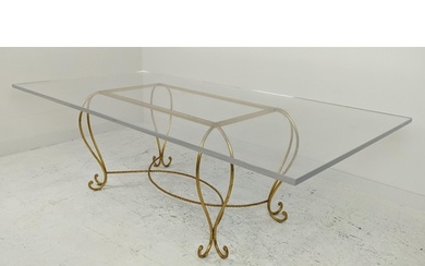 DINING TABLE, gilt metal with rectangular perspex top, 77cm ...