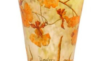 Daum Nancy Enamel on Cameo Glass Vase