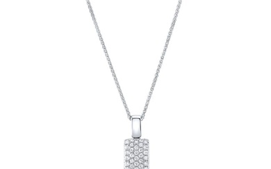 Diamond 1/2ctw Pave Rectangular Pendant In 14k White Gold
