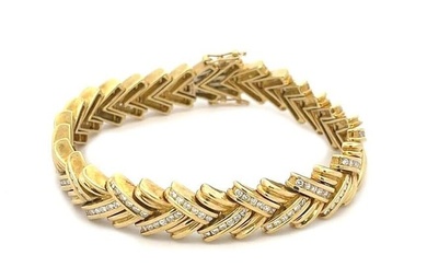 Diamond 18k Yellow Gold Spiga Link Wide Bracelet 2.2 ct by POM Jewelry