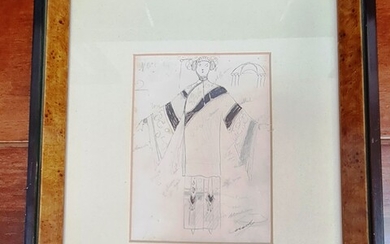 Drawing by Caramba depicting the clothes for operas measures 30 x 36 cm briar frame