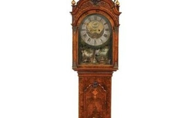 Dutch Walnut and Marquetry Automaton Clock