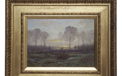 Dwight William Tryon, October Sunset, Oil on Panel