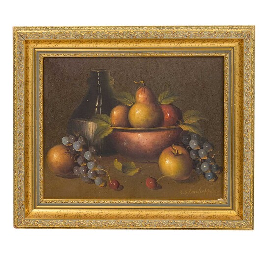 EDENHAFF, K. (Maler/in 20. Jh.), "Stillleben mit Früchten und Wein"
