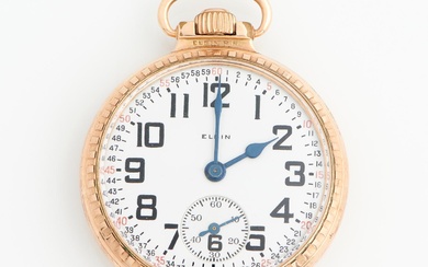 ELGIN, A GOLD FILLED OPENFACE RAILROAD GRADE POCKET WATCH, EARLY 20TH CENTURY, CASE MEASURING APPOXIMATELY 55MM