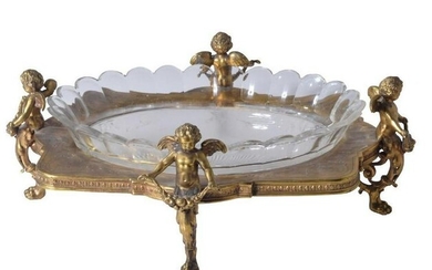 Early 20Th C. Gilt And Crystal Figural Centerpiece