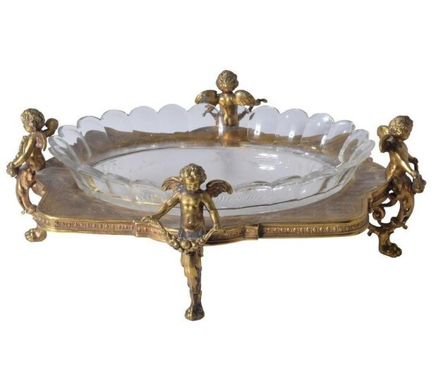 Early 20Th C. Gilt And Crystal Figural Centerpiece