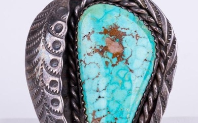 Early Native American Sterling Turquoise Ring