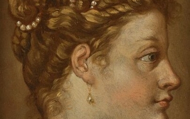 Ecole ITALIENNE du XVIIème siècle Femme de profil Cuivre 19,5...