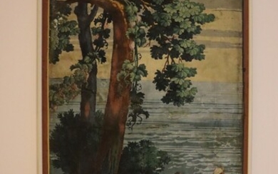 École du XIXe siècle. papier peint. Dimensions : 113 x 57 cm
