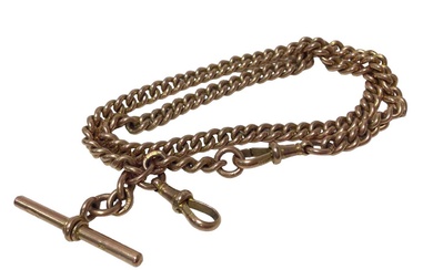 Edwardian 9ct rose gold curb link watch chain