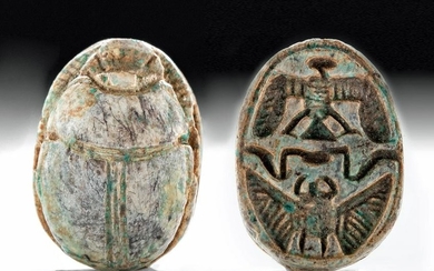 Egyptian Glazed Faience Scarab Amulet - ex Mitry