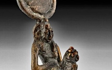 Egyptian Leaded Bronze Seated Isis with Horus