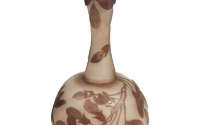 Emile Gallé (French, 1846-1904), an amethyst cameo glass 'Banjo' vase
