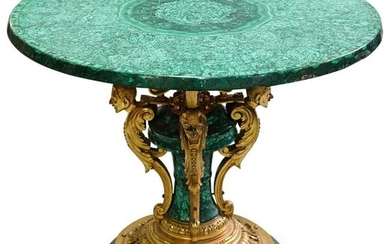 Empire Gilt Bronze Malachite Table