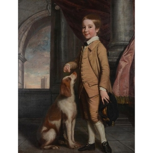 English School (18th century) Portrait of the young Thomas Tyndall (1764-1804), training his spaniel