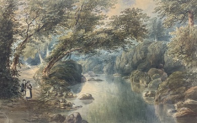 English School (19th Century): Victorian River Landscape