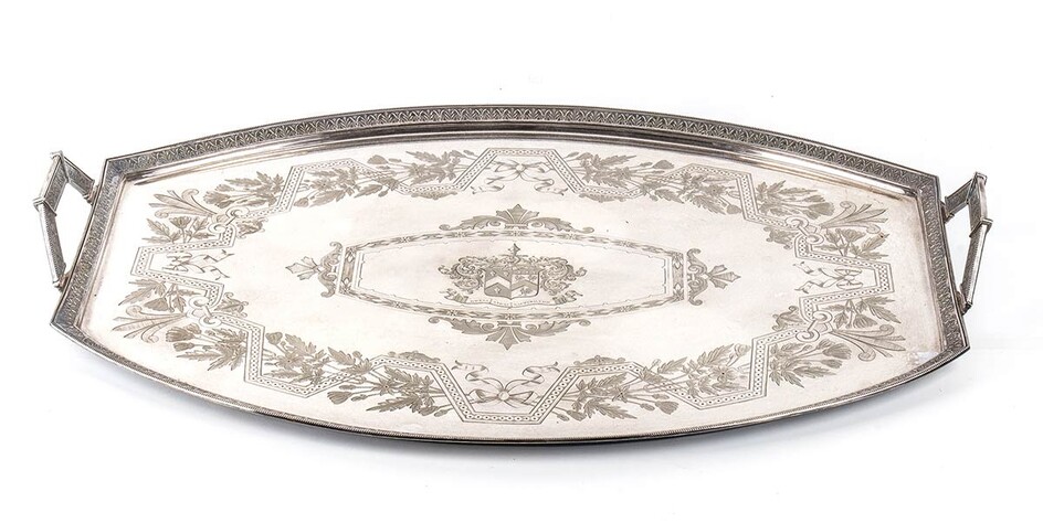 English silver plated tray - Birmingham 1877, mark of...