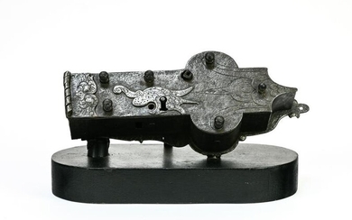 Engraved cast iron padlock