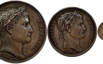 Set of three silver medals of the same type and...