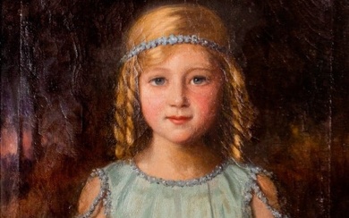 Ernest Moore Young Girl's Portrait Oil on Canvas