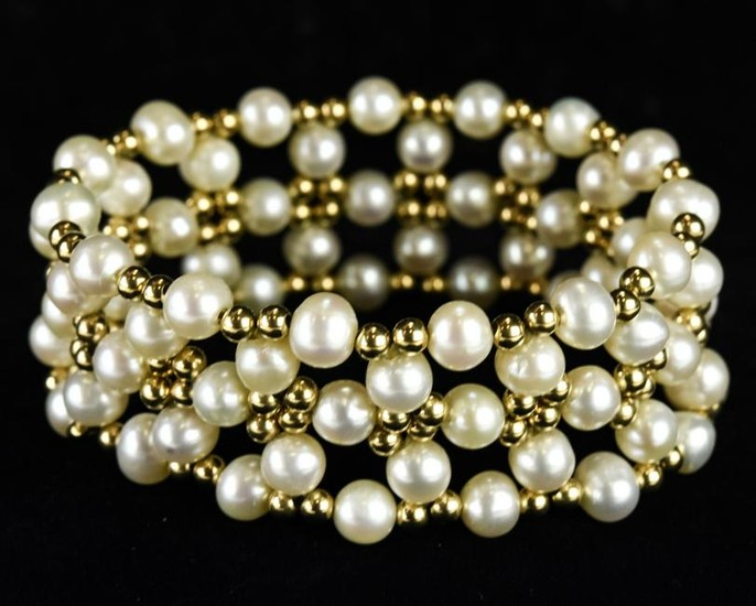Estate Pearl & 14k Gold Bracelet