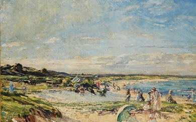 Evelyn Cheston NEAC, British 1875-1929 - Studland Bay; oil on canvas, signed lower left 'E. Cheston', titled to the reverse of the frame 'Studland Bay', 72 x 91 cm Exhibited: Walker Art Gallery, Liverpool (according to the label attached to the...