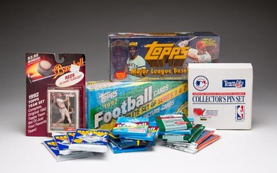 FACTORY SEALED AND UNOPENED SPORTS CARD BOXES AND WAX PACKS 1992 & 1998.