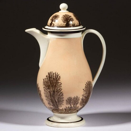 FRENCH PEARLWARE DIPPED WARE / MOCHA CERAMIC COFFEE POT