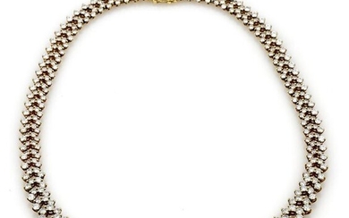 Fancy Circular Diamond Link Necklace in 18K Yellow Gold