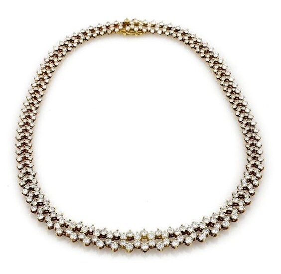 Fancy Circular Diamond Link Necklace in 18K Yellow Gold