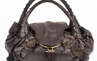 Fendi Brown Leather 'Spy' Hobo Handbag