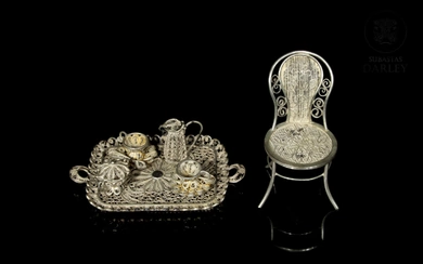 Filigree silver miniatures, Asia, early 20th century