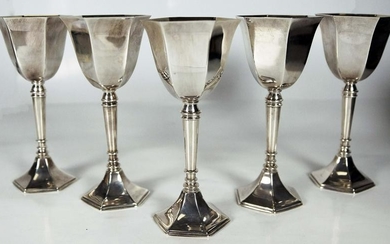 Five English Silver Goblets