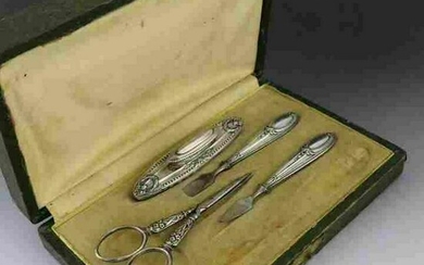 Four sets of French sterling silver construction tools