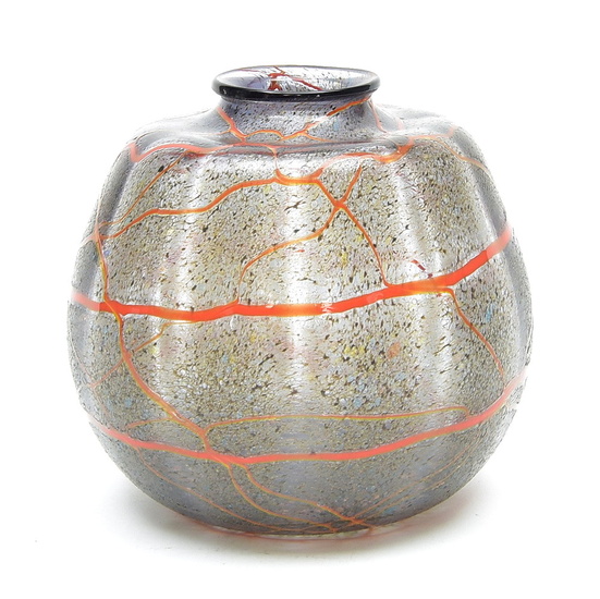 Freeblown glass Unica vase with black glass enamel layer and...