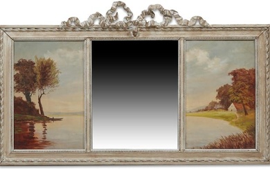 French Louis XVI Style Overmantel Landscape Mirror, 20th c., H.- 27 1/4 in., W.- 44 in.