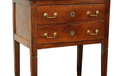 French petite Louis XVI 2 drawer commode sauteuse