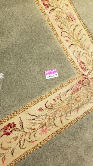 French style carpet, mint green with floral border