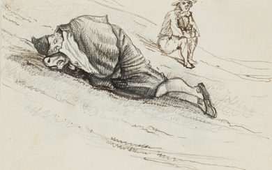 G. CANELLA (1788-1847), Sleeping traveller, around 1810, Pencil