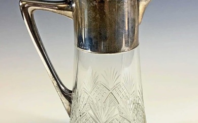 GERMAN SILVER CUT GLASS DECANTER, FRIEDLANDER 1829