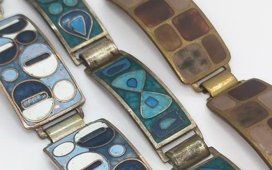 GERMAN; Three Modernist Matte Enamel Metal Bracelets