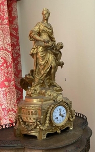 GILT BRONZE GRAUX MARLEY WOMAN AND CHILD CLOCK