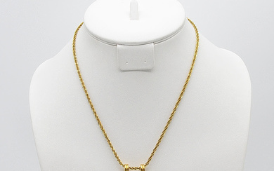 GOLD-PLATED NECKLACE WITH EMERALD-CUT SWAROVSKI GLASS, VINTAGE, ITALY.