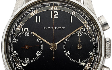 Gallet, Stainless Steel Military Chronograph Circa 1940's Case: 32...