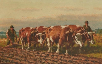 George Arthur Hays, Cows and farmers ploughing