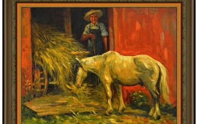 George Benjamin Luks Original Oil Painting On Canvas Signed Framed Art Authentic