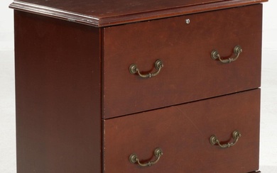 George II Style Mahogany-Stained Two Drawer Lateral Filing Cabinet