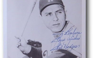 Gil Hodges Signed Autographed 5.5 X 8.5 Photo Los Angeles Dodgers Vintage