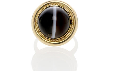 Gold and Banded Agate Ring